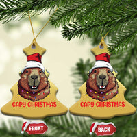Funny Xmas Capybara Christmas Ornament Capy Xmas Meme Santa Hat - Wonder Print Shop