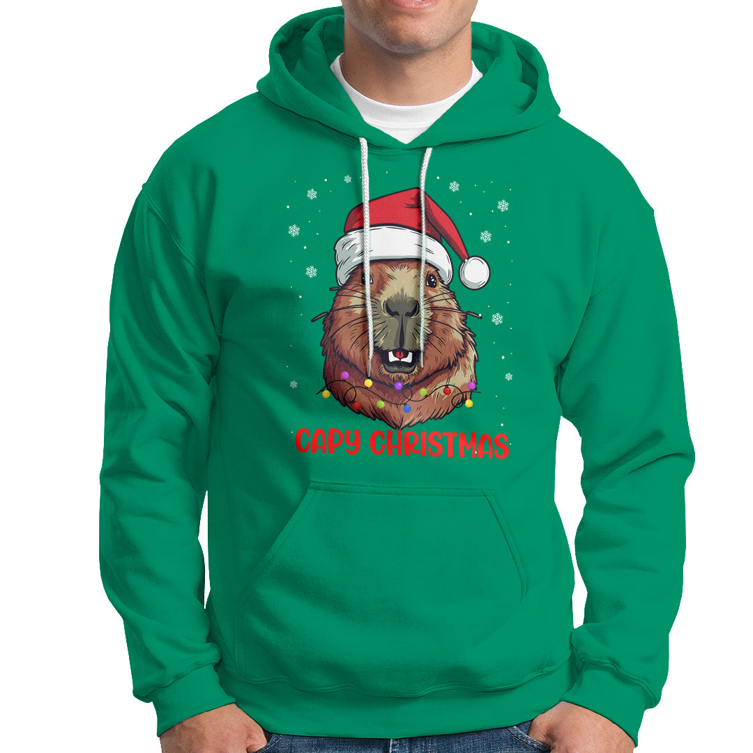 Capy Christmas Hoodie Funny Capybara Santa Meme - Wonder Print Shop
