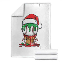 Cute Baseball Christmas Icecream Dripping Throw Blanket Holiday Ice Cream Cone with Santa Hat - Wonder Print Shop