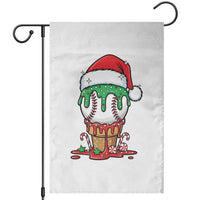 Cute Baseball Christmas Icecream Dripping Garden Flag Holiday Ice Cream Cone with Santa Hat - Wonder Print Shop