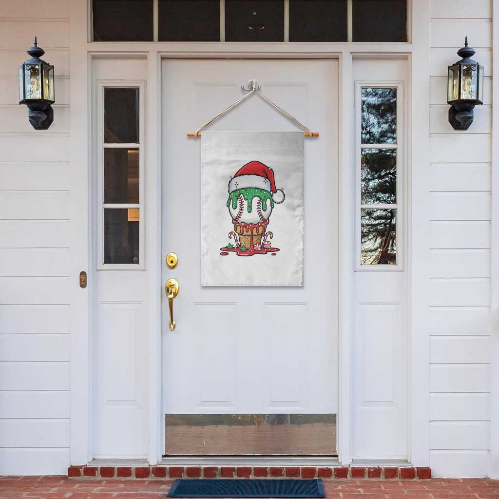 Cute Baseball Christmas Icecream Dripping Garden Flag Holiday Ice Cream Cone with Santa Hat - Wonder Print Shop