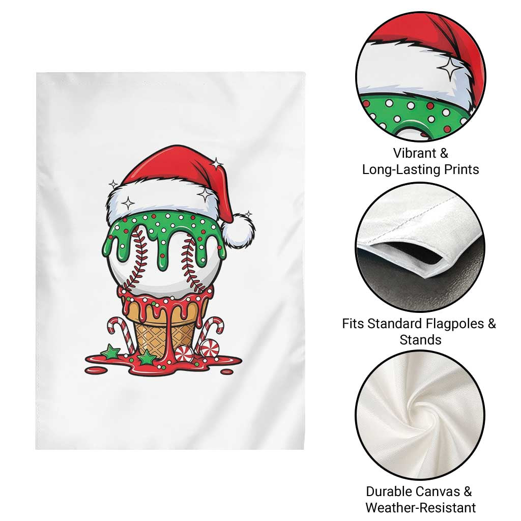 Cute Baseball Christmas Icecream Dripping Garden Flag Holiday Ice Cream Cone with Santa Hat - Wonder Print Shop