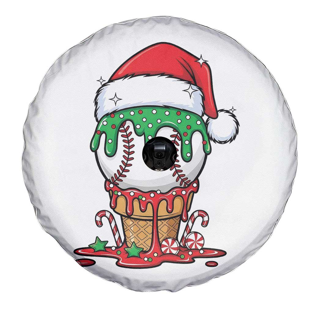 Cute Baseball Christmas Icecream Dripping Spare Tire Cover Holiday Ice Cream Cone with Santa Hat - Wonder Print Shop