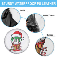 Cute Baseball Christmas Icecream Dripping Spare Tire Cover Holiday Ice Cream Cone with Santa Hat - Wonder Print Shop