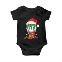 Cute Baseball Christmas Icecream Dripping Baby Onesie Holiday Ice Cream Cone with Santa Hat - undefined