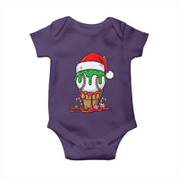 Cute Baseball Christmas Icecream Dripping Baby Onesie Holiday Ice Cream Cone with Santa Hat - undefined