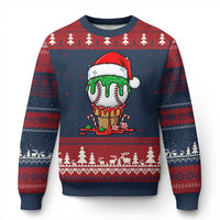 Cute Baseball Xmas Icecream Dripping Ugly Christmas Sweater Holiday Ice Cream Cone with Santa Hat - Wonder Print Shop