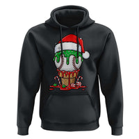 Cute Baseball Christmas Icecream Dripping Hoodie Holiday Ice Cream Cone with Santa Hat - Wonder Print Shop