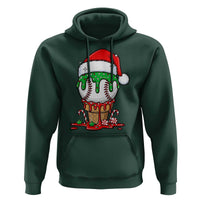 Cute Baseball Christmas Icecream Dripping Hoodie Holiday Ice Cream Cone with Santa Hat - Wonder Print Shop