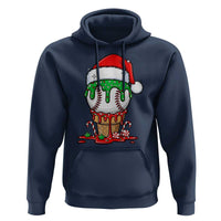 Cute Baseball Christmas Icecream Dripping Hoodie Holiday Ice Cream Cone with Santa Hat - Wonder Print Shop