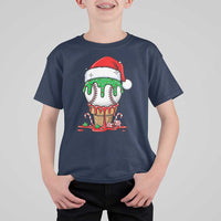 Cute Baseball Christmas Icecream Dripping T Shirt For Kid Holiday Ice Cream Cone with Santa Hat - Wonder Print Shop