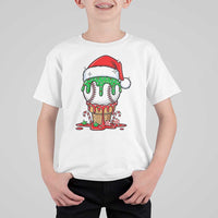 Cute Baseball Christmas Icecream Dripping T Shirt For Kid Holiday Ice Cream Cone with Santa Hat - Wonder Print Shop