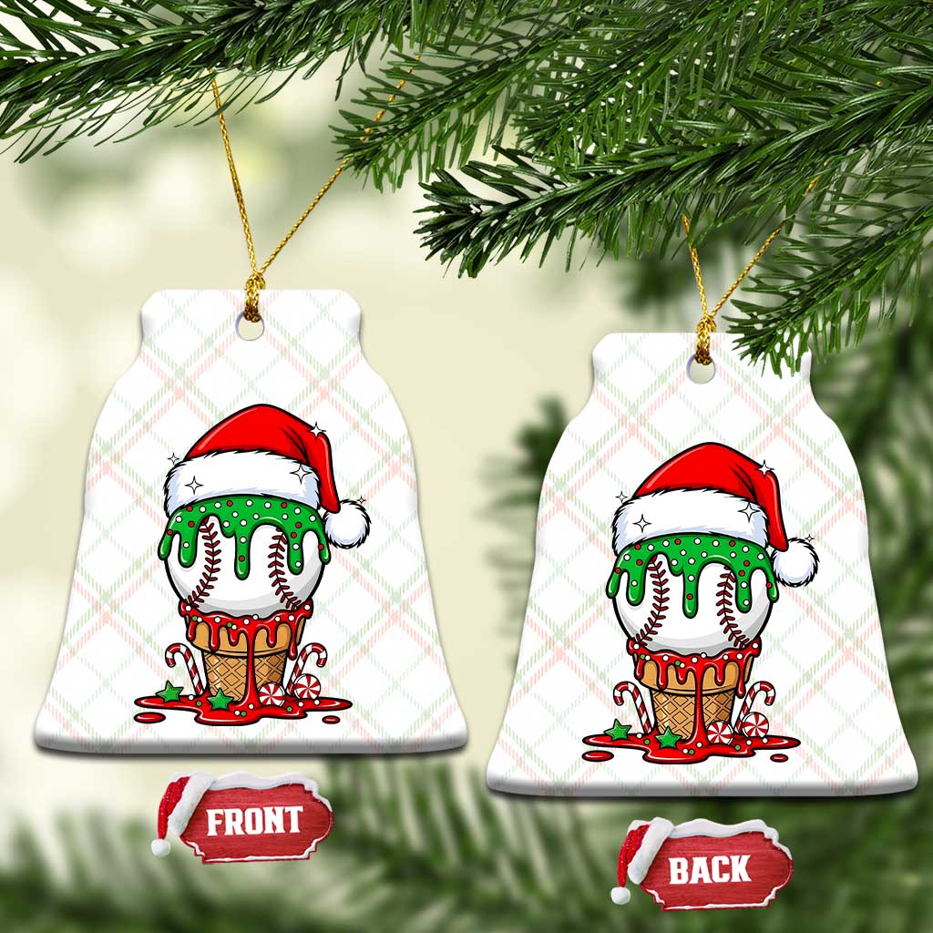 Cute Baseball Christmas Icecream Dripping Ceramic Ornament Holiday Ice Cream Cone with Santa Hat - Wonder Print Shop
