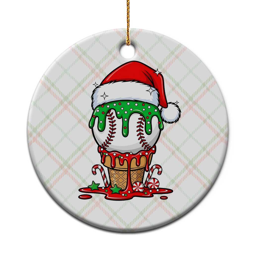 Cute Baseball Christmas Icecream Dripping Ceramic Ornament Holiday Ice Cream Cone with Santa Hat - Wonder Print Shop