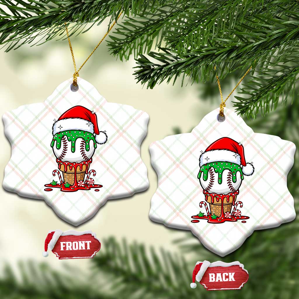 Cute Baseball Christmas Icecream Dripping Ceramic Ornament Holiday Ice Cream Cone with Santa Hat - Wonder Print Shop