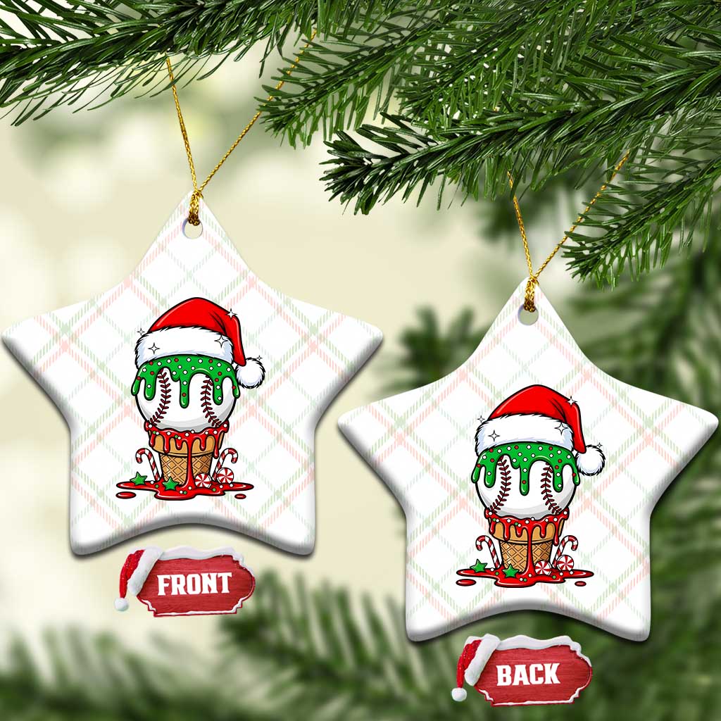 Cute Baseball Christmas Icecream Dripping Ceramic Ornament Holiday Ice Cream Cone with Santa Hat - Wonder Print Shop