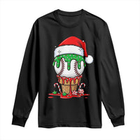 Cute Baseball Christmas Icecream Dripping Long Sleeve Shirt Holiday Ice Cream Cone with Santa Hat - Wonder Print Shop