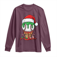 Cute Baseball Christmas Icecream Dripping Long Sleeve Shirt Holiday Ice Cream Cone with Santa Hat - Wonder Print Shop