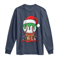 Cute Baseball Christmas Icecream Dripping Long Sleeve Shirt Holiday Ice Cream Cone with Santa Hat - Wonder Print Shop