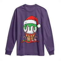 Cute Baseball Christmas Icecream Dripping Long Sleeve Shirt Holiday Ice Cream Cone with Santa Hat - Wonder Print Shop