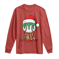 Cute Baseball Christmas Icecream Dripping Long Sleeve Shirt Holiday Ice Cream Cone with Santa Hat - Wonder Print Shop