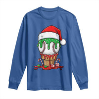 Cute Baseball Christmas Icecream Dripping Long Sleeve Shirt Holiday Ice Cream Cone with Santa Hat - Wonder Print Shop
