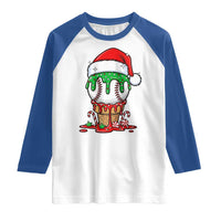Cute Baseball Christmas Icecream Dripping Raglan Shirt Holiday Ice Cream Cone with Santa Hat - Wonder Print Shop