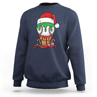 Cute Baseball Christmas Icecream Dripping Sweatshirt Holiday Ice Cream Cone with Santa Hat - Wonder Print Shop