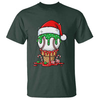 Cute Baseball Christmas Icecream Dripping T Shirt Holiday Ice Cream Cone with Santa Hat - Wonder Print Shop