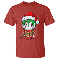 Cute Baseball Christmas Icecream Dripping T Shirt Holiday Ice Cream Cone with Santa Hat - Wonder Print Shop