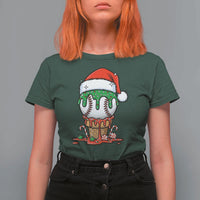 Cute Baseball Christmas Icecream Dripping T Shirt For Women Holiday Ice Cream Cone with Santa Hat - Wonder Print Shop
