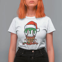 Cute Baseball Christmas Icecream Dripping T Shirt For Women Holiday Ice Cream Cone with Santa Hat - Wonder Print Shop