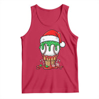 Cute Baseball Christmas Icecream Dripping Tank Top Holiday Ice Cream Cone with Santa Hat - Wonder Print Shop