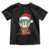 Cute Baseball Christmas Icecream Dripping Toddler T Shirt Holiday Ice Cream Cone with Santa Hat - Wonder Print Shop