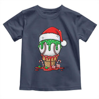 Cute Baseball Christmas Icecream Dripping Toddler T Shirt Holiday Ice Cream Cone with Santa Hat - Wonder Print Shop
