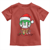 Cute Baseball Christmas Icecream Dripping Toddler T Shirt Holiday Ice Cream Cone with Santa Hat - Wonder Print Shop