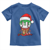 Cute Baseball Christmas Icecream Dripping Toddler T Shirt Holiday Ice Cream Cone with Santa Hat - Wonder Print Shop