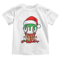 Cute Baseball Christmas Icecream Dripping Toddler T Shirt Holiday Ice Cream Cone with Santa Hat - Wonder Print Shop
