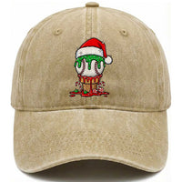 Cute Baseball Christmas Icecream Dripping Washed Cotton Baseball Cap Holiday Ice Cream Cone with Santa Hat