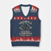Griswold Xmas Lights V-Neck Knit Sweater Vest Exterior Illumination Ask for Sparky Funny Holiday - Wonder Print Shop
