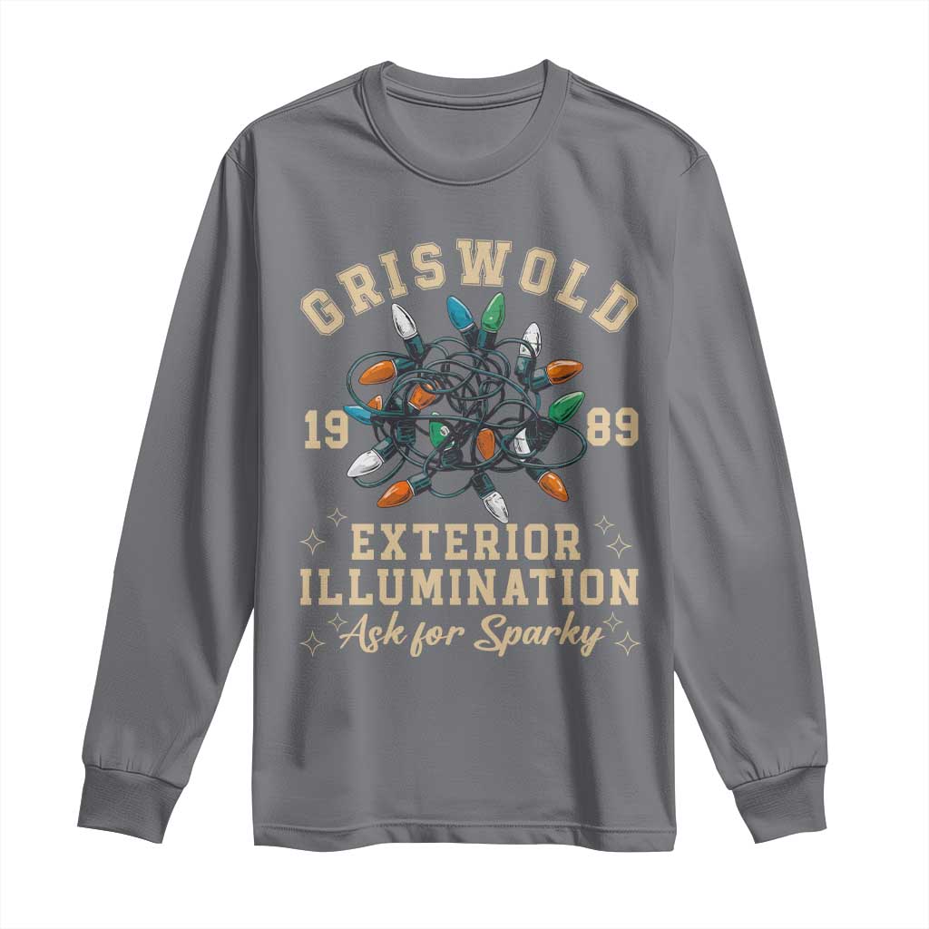 Griswold Christmas Lights Long Sleeve Shirt Exterior Illumination Ask for Sparky Funny Holiday - Wonder Print Shop