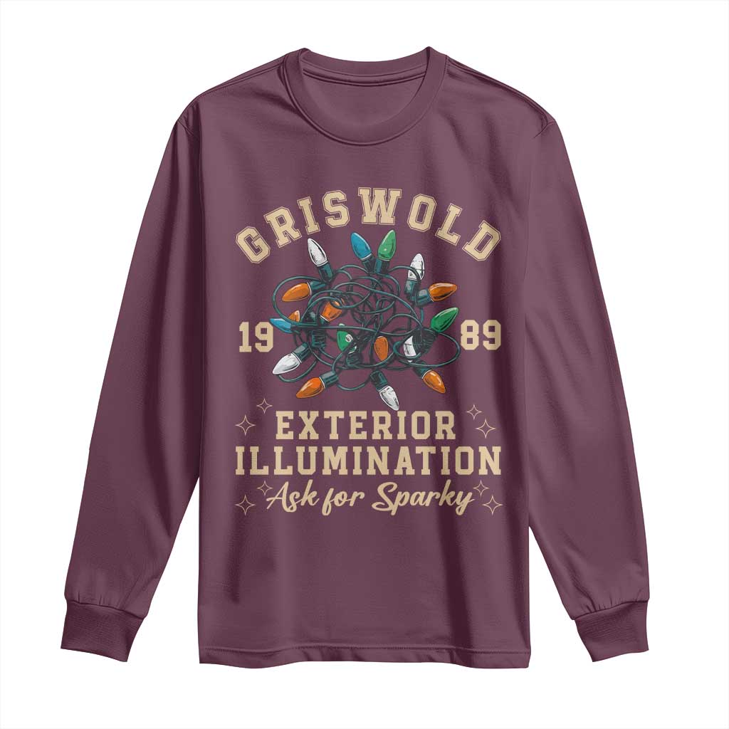Griswold Christmas Lights Long Sleeve Shirt Exterior Illumination Ask for Sparky Funny Holiday - Wonder Print Shop