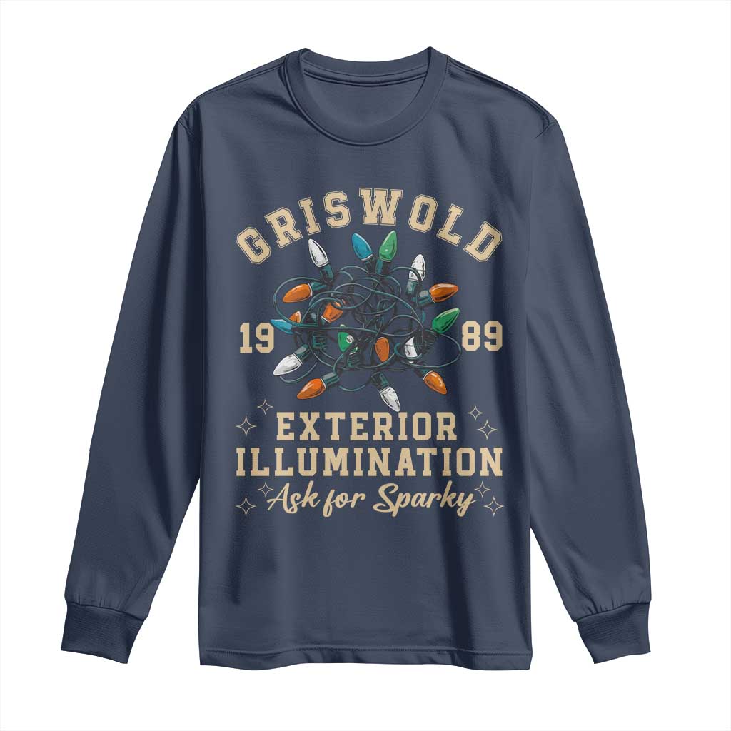 Griswold Christmas Lights Long Sleeve Shirt Exterior Illumination Ask for Sparky Funny Holiday - Wonder Print Shop