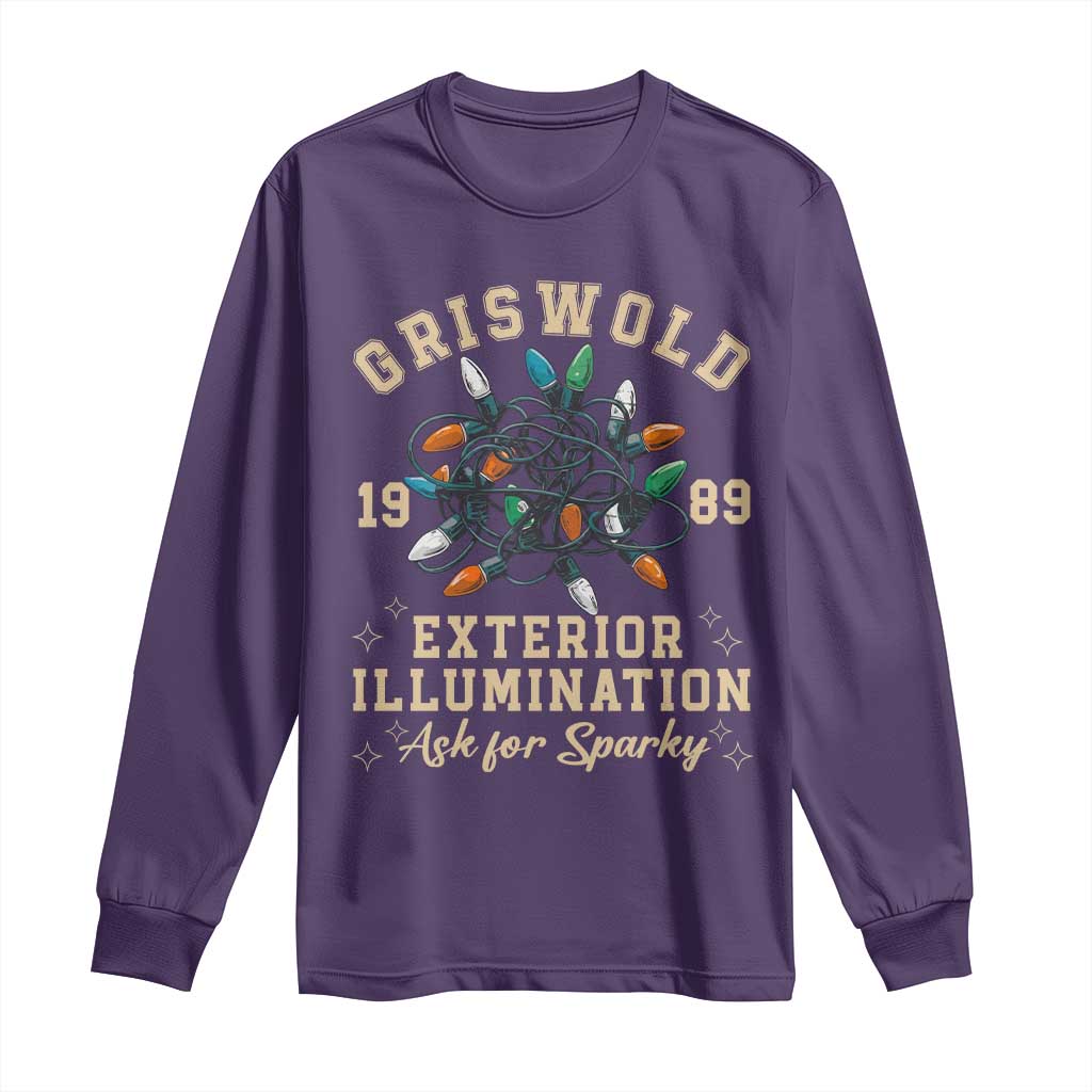 Griswold Christmas Lights Long Sleeve Shirt Exterior Illumination Ask for Sparky Funny Holiday - Wonder Print Shop