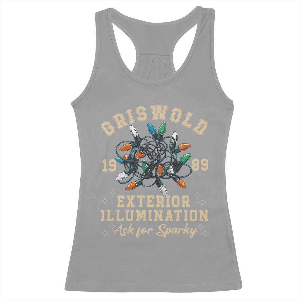 Griswold Christmas Lights Racerback Tank Top Exterior Illumination Ask for Sparky Funny Holiday - Wonder Print Shop