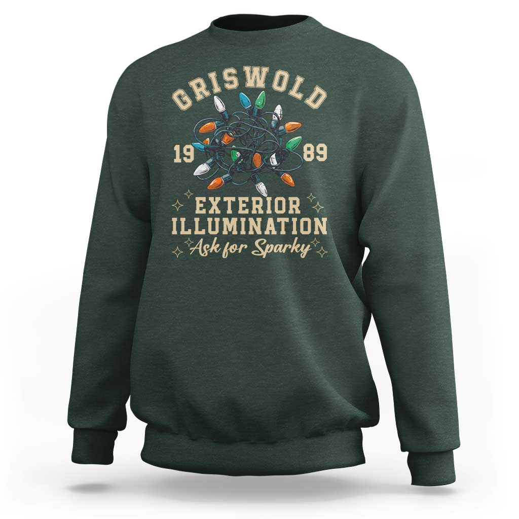 Griswold Christmas Lights Sweatshirt Exterior Illumination Ask for Sparky Funny Holiday - Wonder Print Shop