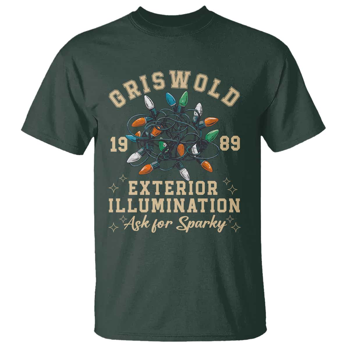 Griswold Christmas Lights T Shirt Exterior Illumination Ask for Sparky Funny Holiday - Wonder Print Shop