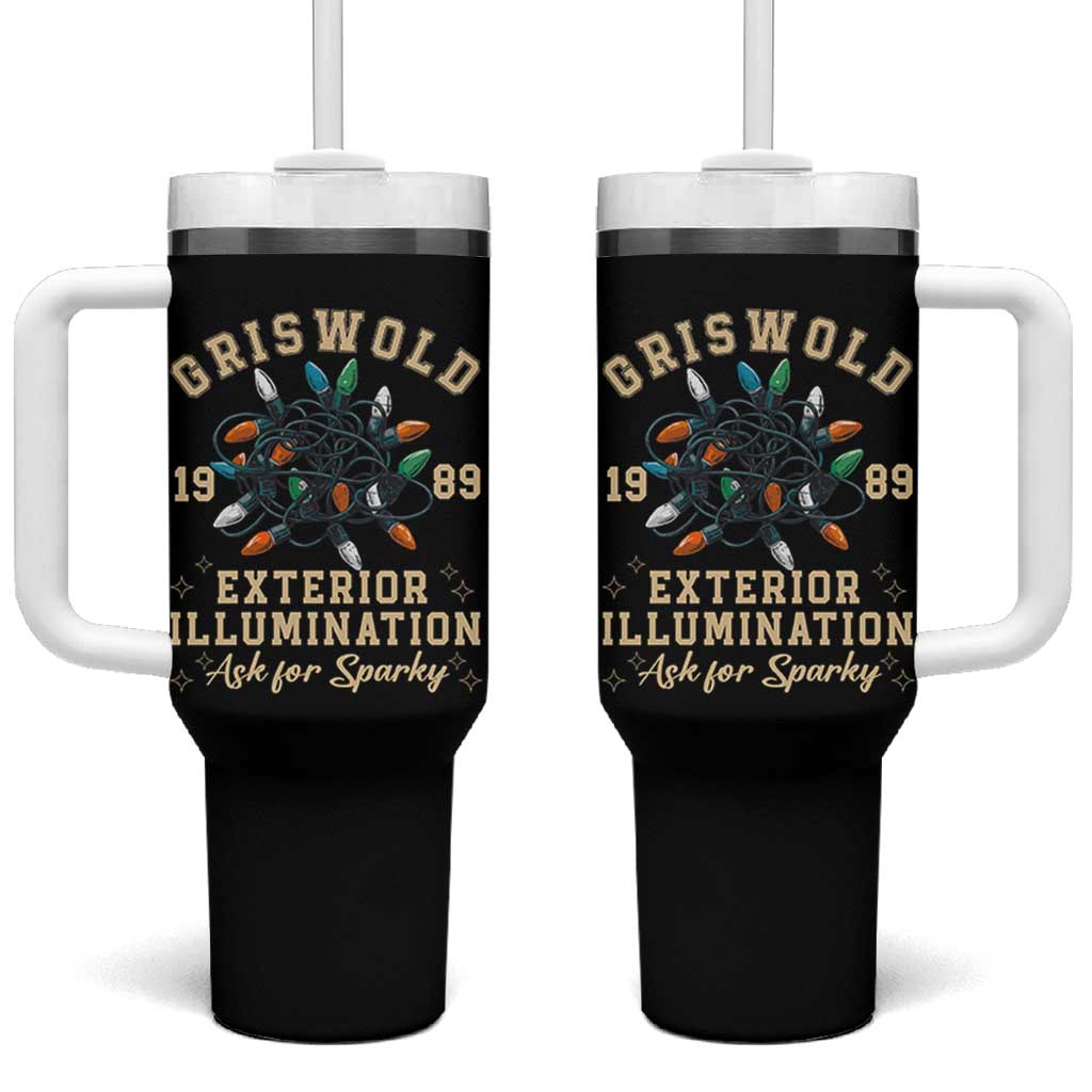 Griswold Christmas Lights Tumbler With Handle Exterior Illumination Ask for Sparky Funny Holiday - Wonder Print Shop