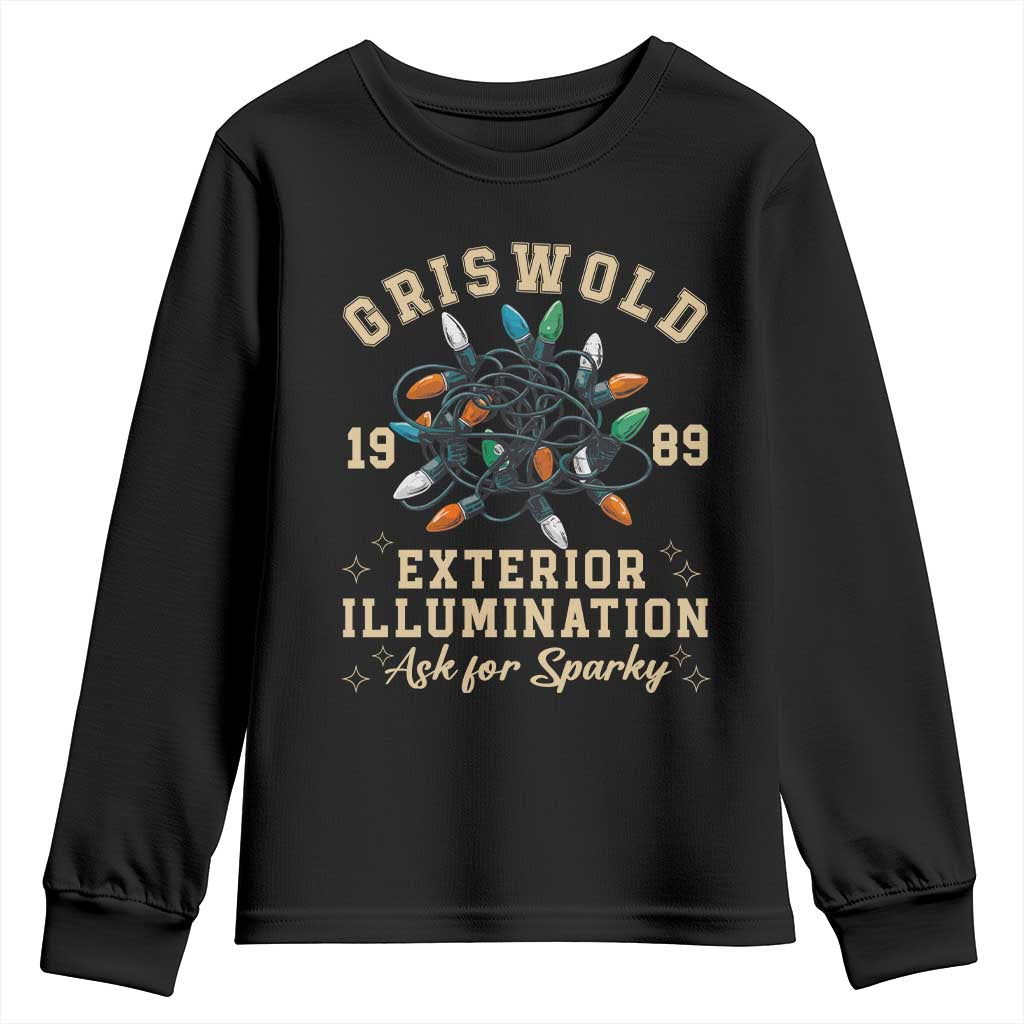 Griswold Christmas Lights Youth Sweatshirt Exterior Illumination Ask for Sparky Funny Holiday - Wonder Print Shop