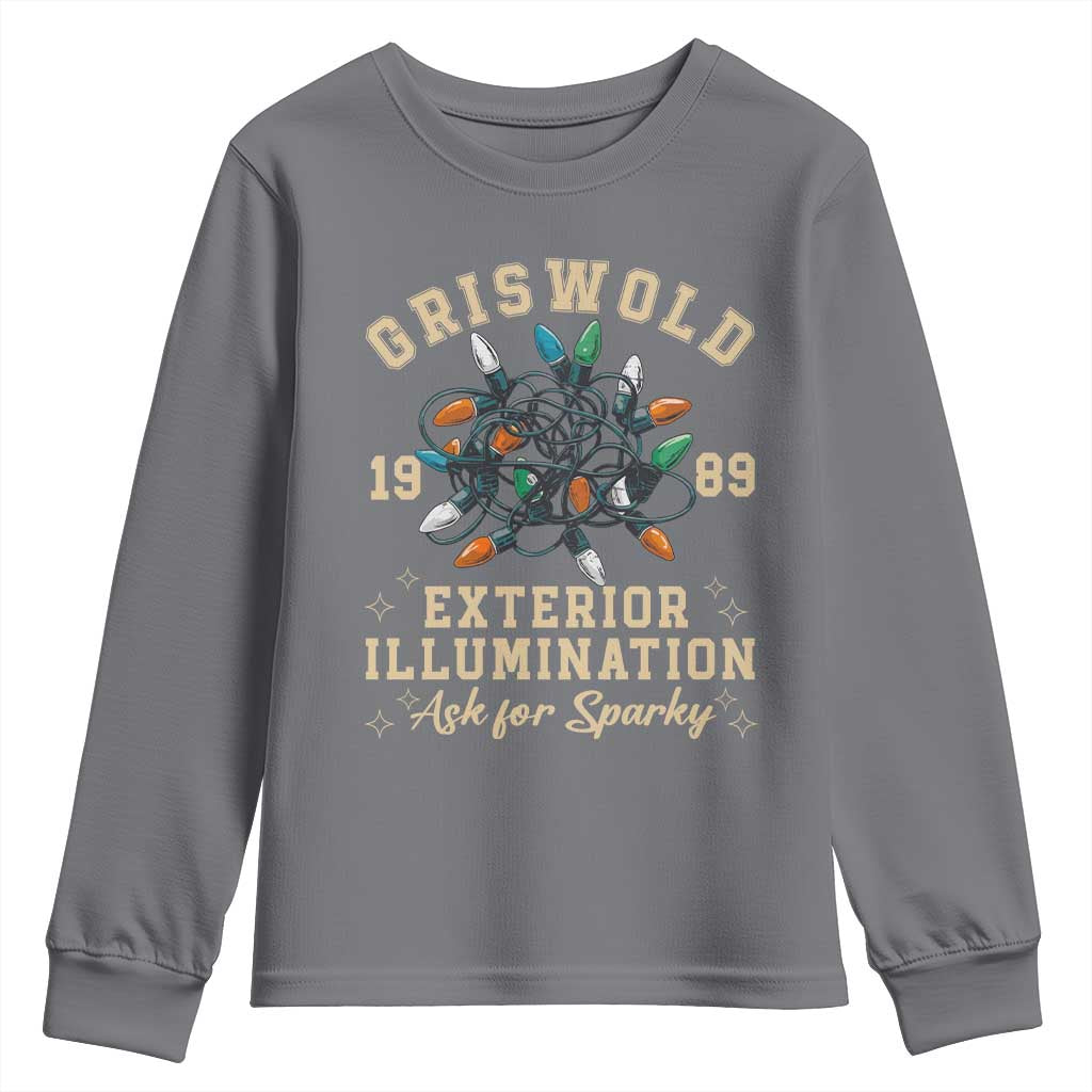 Griswold Christmas Lights Youth Sweatshirt Exterior Illumination Ask for Sparky Funny Holiday - Wonder Print Shop